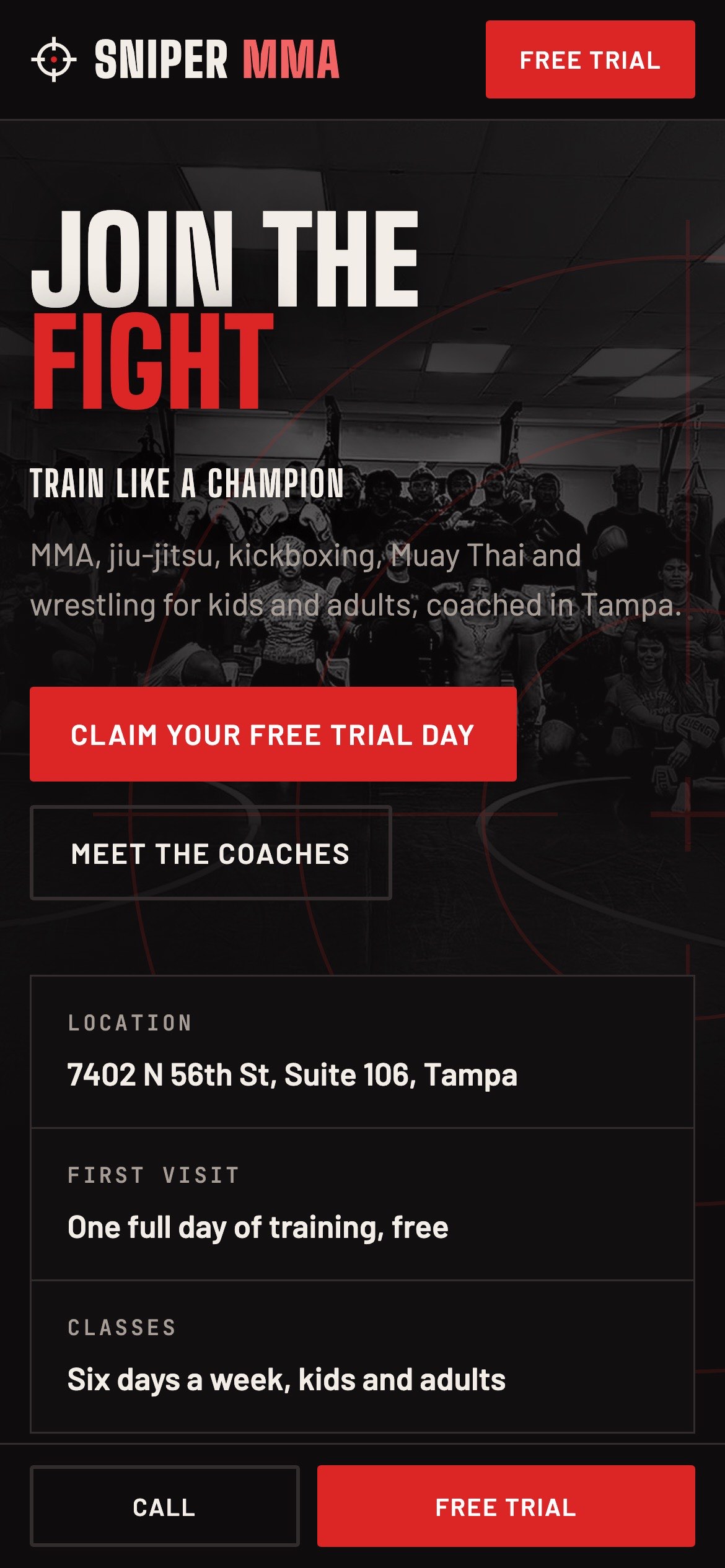 The Sniper MMA website on a phone
